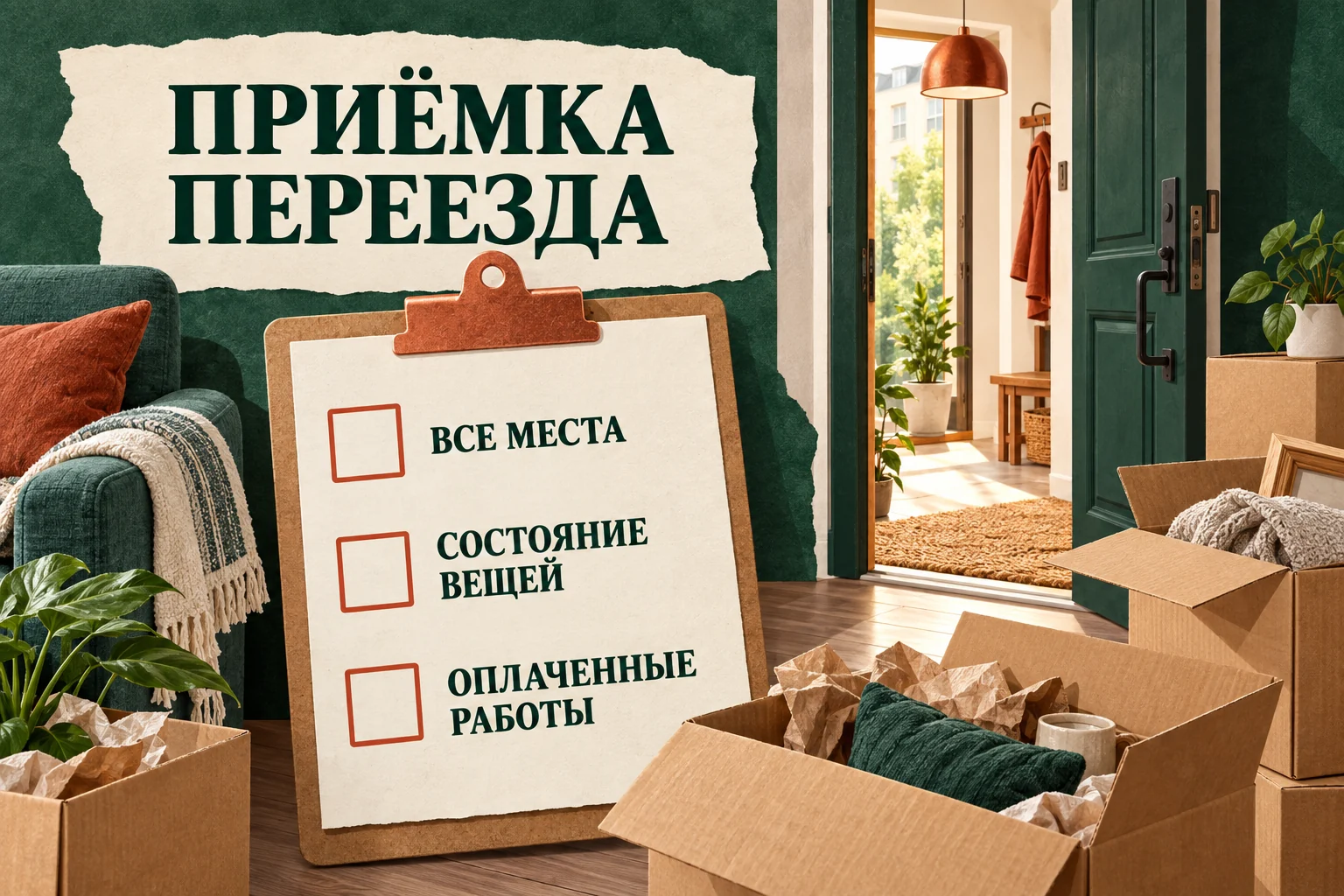 Чек-лист приёмки перевезённых коробок и мебели в новой квартире