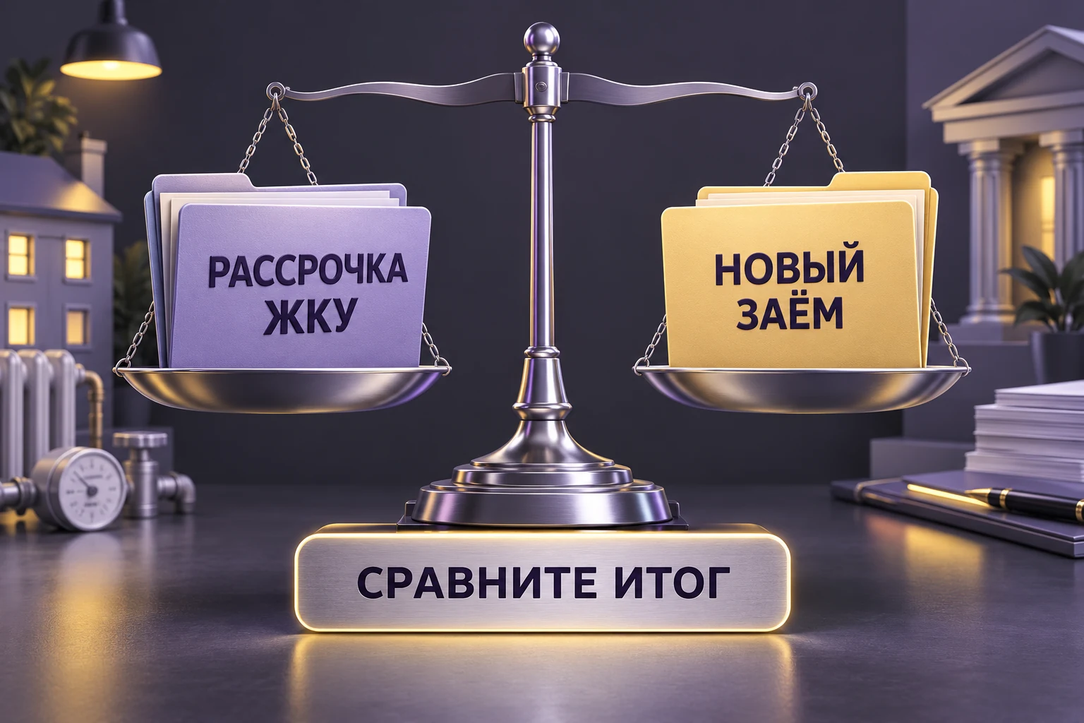 Равновесное сравнение условий рассрочки ЖКУ и нового займа